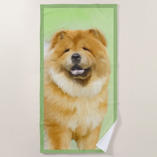 Chow Chow Chow Painting - Niedliche Original Hund Strandtuch (Vorderseite)