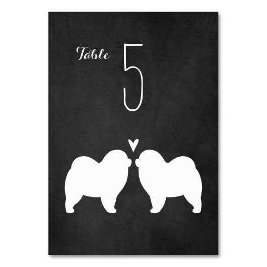 Chow Chow Chow Silhouetten Hochzeitsempfang Tischnummer (Vorderseite)
