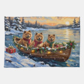 Chow Chow Christmas Boat Holiday Geschirrtuch (Horizontal)