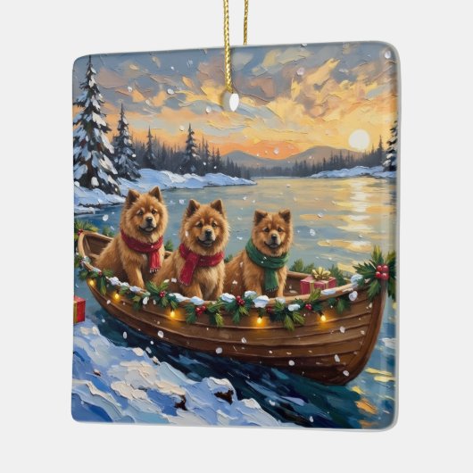 Chow Chow Christmas Boat Holiday Keramikornament (Links)