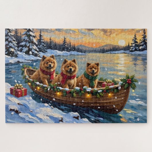 Chow Chow Christmas Boat Holiday Puzzle (Horizontal)