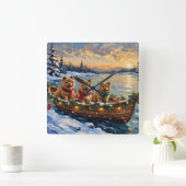 Chow Chow Christmas Boat Holiday Quadratische Wanduhr (Zuhause)