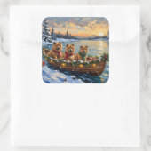Chow Chow Christmas Boat Holiday Quadratischer Aufkleber (Tasche)