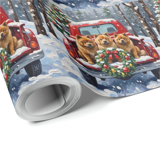 Chow Chow Christmas Red Truck Holiday Geschenkpapier (Rolleneckpunkt)