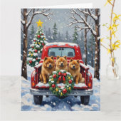 Chow Chow Christmas Red Truck Holiday Karte (Gelbe Blume)