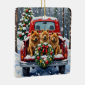 Chow Chow Christmas Red Truck Holiday Keramikornament (Rechts)