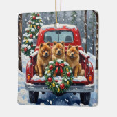 Chow Chow Christmas Red Truck Holiday Keramikornament (Links)