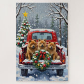 Chow Chow Christmas Red Truck Holiday Puzzle (Vertikal)