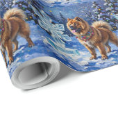 Chow Chow Christmas Sculpture Garden Holiday Geschenkpapier (Rolleneckpunkt)