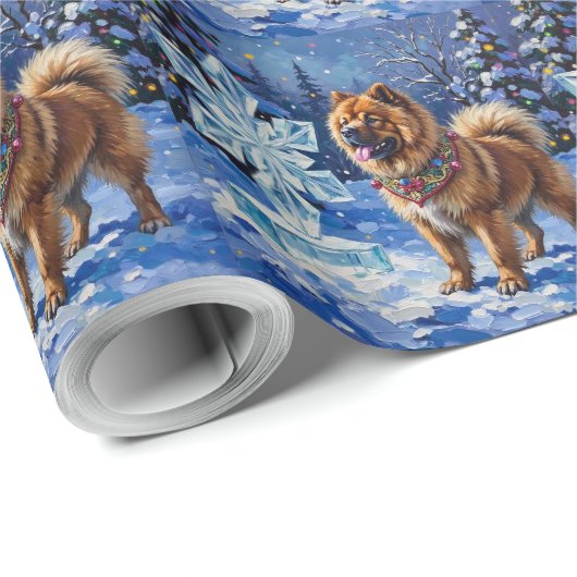 Chow Chow Christmas Sculpture Garden Holiday Geschenkpapier (Rolleneckpunkt)