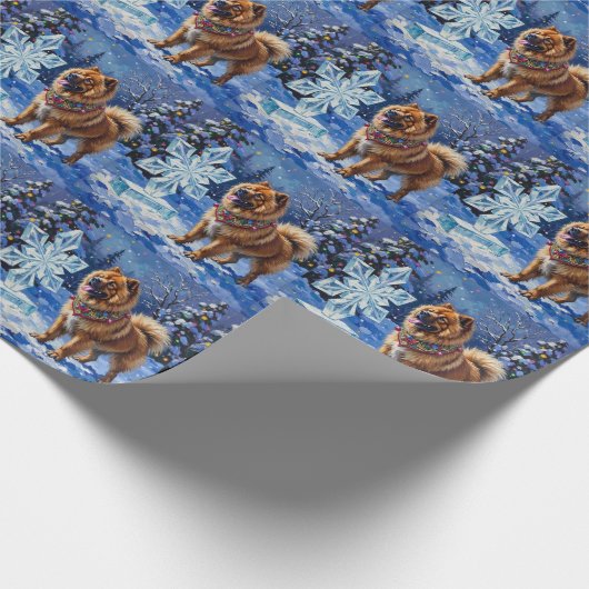Chow Chow Christmas Sculpture Garden Holiday Geschenkpapier (Ecke)