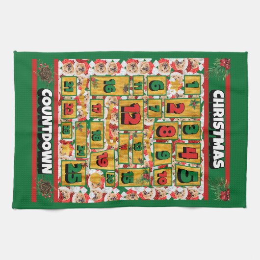 Chow Chow Countdown Weihnachtskalender Hund Geschirrtuch (Horizontal)