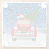 Chow Chow Dog Auto im Schnee Glasuntersetzer (Rückseite)