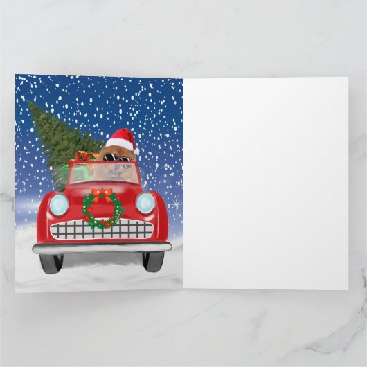 Chow Chow Dog Auto im Schnee Karte (Innenseite)