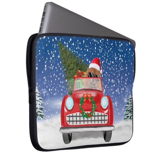 Chow Chow Dog Auto im Schnee Laptopschutzhülle (Vorne Rechts)