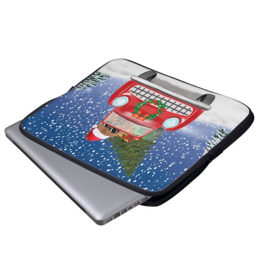 Chow Chow Dog Auto im Schnee Laptopschutzhülle (Vorne Knopf)