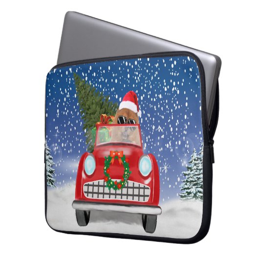 Chow Chow Dog Auto im Schnee Laptopschutzhülle (Vorderseite Links)
