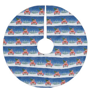 Chow Chow Dog Auto im Schnee Polyester Weihnachtsbaumdecke