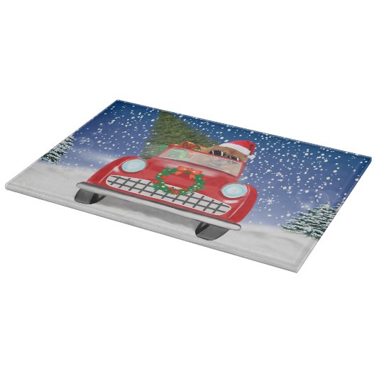 Chow Chow Dog Auto im Schnee Schneidebrett (Ecke)