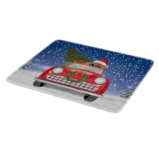 Chow Chow Dog Auto im Schnee Schneidebrett (Ecke)