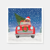 Chow Chow Dog Auto im Schnee Serviette (Vorderseite)