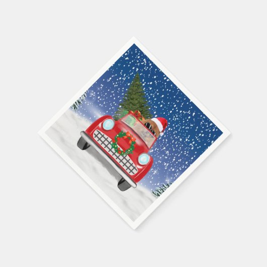 Chow Chow Dog Auto im Schnee Serviette (Ecke)