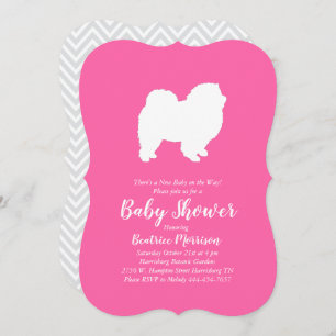 Chow Chow Dog Baby Shower Girl Pink Einladung