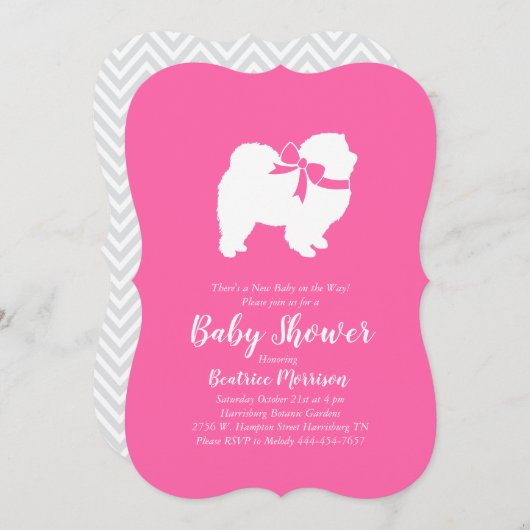 Chow Chow Dog Baby Shower Girl Pink Einladung (Vorne/Hinten)