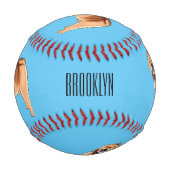 Chow Chow dog cartoon illustriert Baseball (Rückseite)