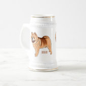 Chow Chow dog cartoon illustriert Bierglas (Vorderseite Links)
