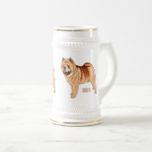 Chow Chow dog cartoon illustriert Bierglas (VorderseiteRechts)