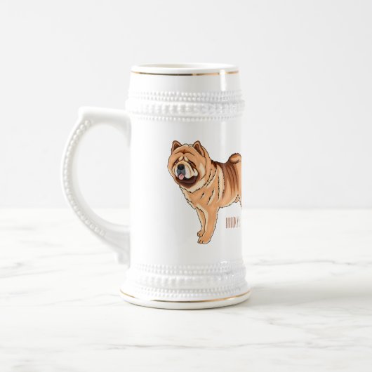 Chow Chow dog cartoon illustriert Bierglas (Links)