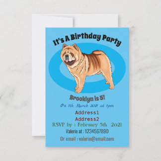 Chow Chow dog cartoon illustriert Einladung