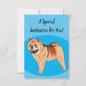 Chow Chow dog cartoon illustriert Einladung (Rückseite)