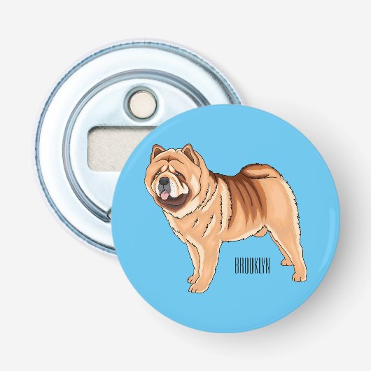 Chow Chow dog cartoon illustriert Flaschenöffner (Vorderseite)