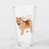 Chow Chow dog cartoon illustriert Glas (Rückseite)