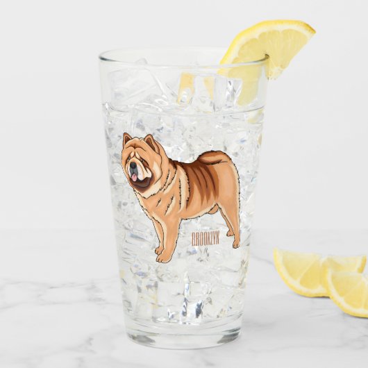 Chow Chow dog cartoon illustriert Glas (Rückseite Ice)