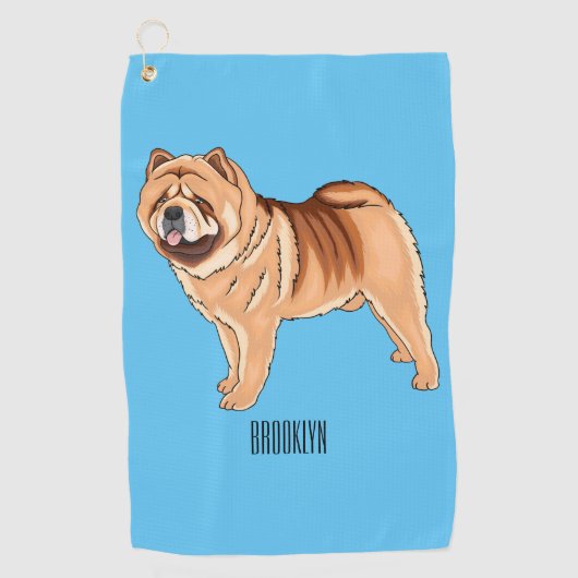 Chow Chow dog cartoon illustriert Golfhandtuch (Vorderseite)