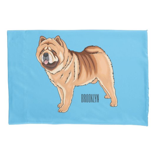 Chow Chow dog cartoon illustriert Kissenbezug (Vorderseite)