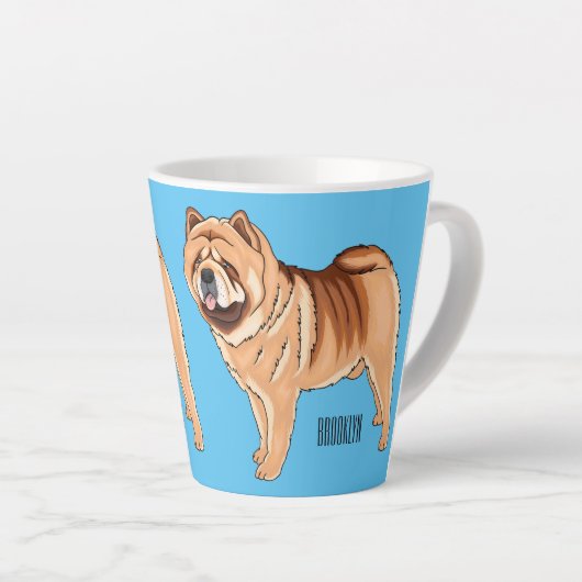 Chow Chow dog cartoon illustriert Milchtasse (Rechte Ecke)
