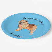 Chow Chow dog cartoon illustriert Pappteller (Schrägansicht)