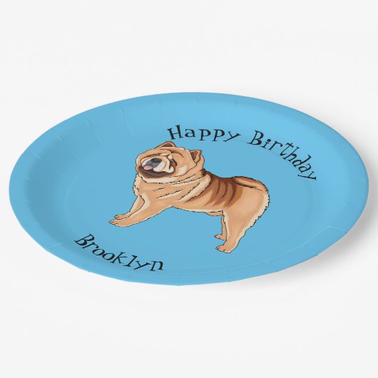 Chow Chow dog cartoon illustriert Pappteller (Schrägansicht)