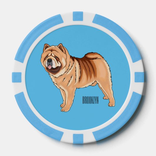 Chow Chow dog cartoon illustriert Pokerchips (Vorderseite)