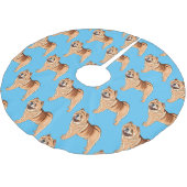 Chow Chow dog cartoon illustriert Polyester Weihnachtsbaumdecke (Schrägansicht)