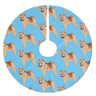 Chow Chow dog cartoon illustriert Polyester Weihnachtsbaumdecke