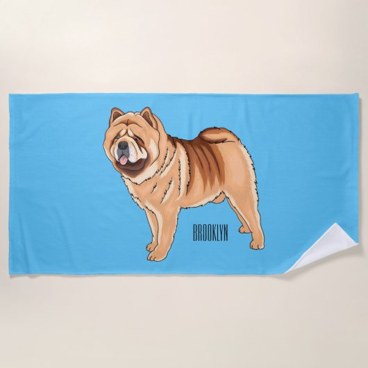 Chow Chow dog cartoon illustriert Strandtuch (Vorderseite)