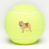 Chow Chow dog cartoon illustriert Tennisbälle (Rückseite)
