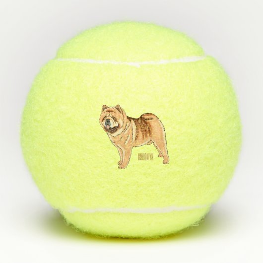 Chow Chow dog cartoon illustriert Tennisbälle (Vorderseite)