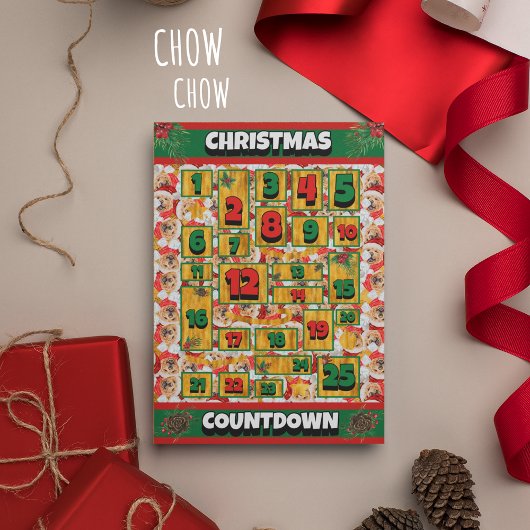Chow Chow Dog Countdown Weihnachtskalender Feiertagskarte