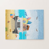 Chow Chow Dog Driving on Beach Puzzle (Horizontal)